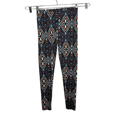 Eye Candy Black Blue Orange Leggings Women Size L Fitted Pull-on Elastic Waist  - Image 1 of 4