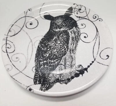 Owl New Black White Halloween Melamine Appetizer Snack Salad Plates Set of 5 - Image 1 of 4