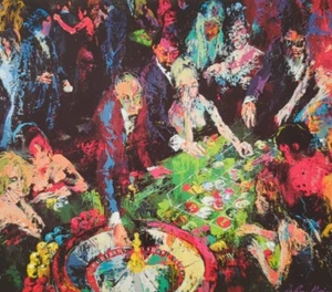 LeRoy Neiman ROULETTE Casino Gambling Gaming Vintage Art Print Bookplate 134 - Picture 1 of 4