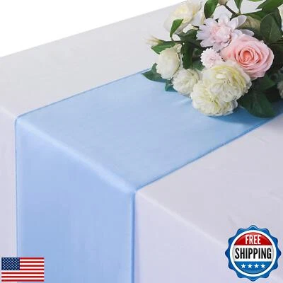 12 Pack Satin Table Runner, 12×108 Inch for Party Wedding, Birthday, Banquets - Image 1 of 4