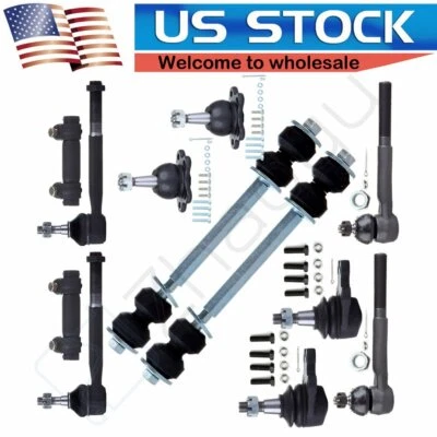 12Pcs Front Ball Joints Tie Rods Adjusting Sleeves Kit Fits GMC K1500 Suburban - Image 1 of 4