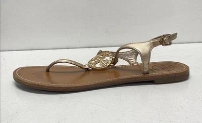 Sandalia Tanga Tory Burch Marrón/Dorado Metálico Sólido Mujer Talla 7.5 Foto 1 de 4