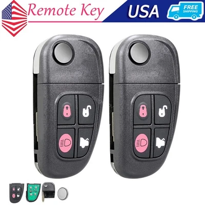 2 For 2003 2004 2005 2006 2007 2008 Jaguar S-Type X-Type XJ8 Remote Flip Key Fob - Image 1 of 4