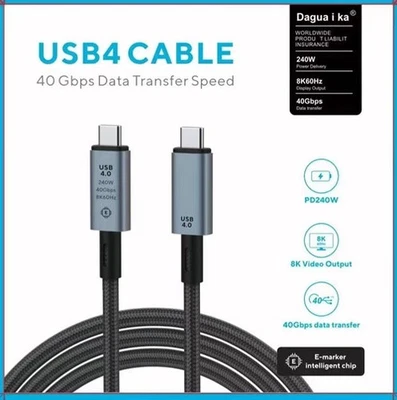 Thunderbolt 4/3 USB4 USB-C 8K Cable 40Gbps Charger Data 240W UHD Video  - Image 1 of 4