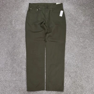 Brooks Brothers Pants Mens 34x32 Green Herringbone Red Fleece 5 Pocket Pant - Picture 1 of 15