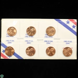 7 Coin 1982 Lincoln Memorial Cent Set - No Mint Sets made for 1982/1983 - Picture 1 of 15