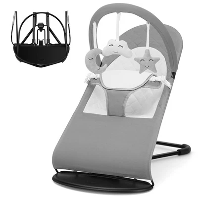 Portable Baby Bouncer Seat for Babies 0-18 Months with Hanging Toys - Image 1 of 4