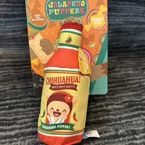 Barkbox Squeaky Toy Hot Sauce Dog Plush M/L Chihuahua Habanero Sqeak Crinkle New - Picture 1 of 17