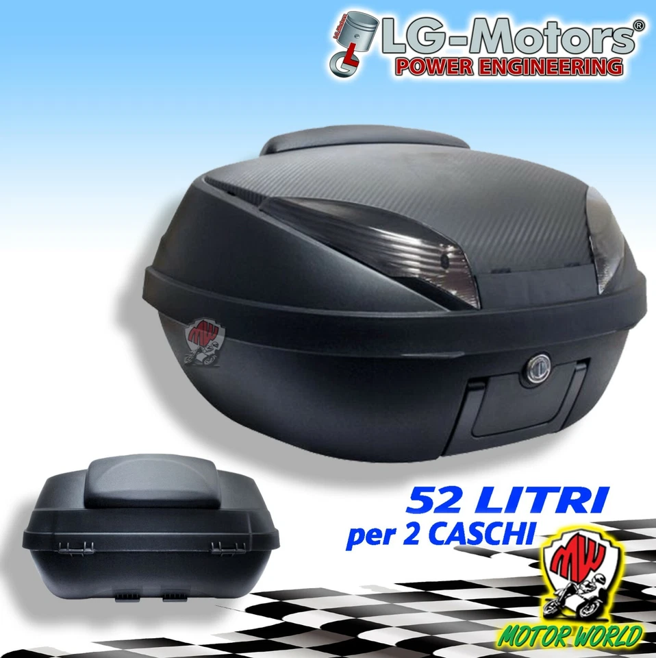 Bauletto universale 52 Litri 2 caschi Piastra Schienalino Maniglia scooter moto - Imagen 1 de 2