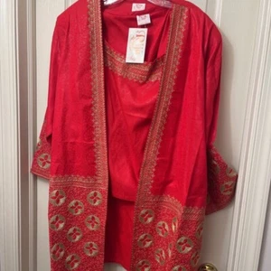 Chaqueta Rija Fashions Mujer Kurta Roja Bordada Tradicional Talla Única - Imagen 1 de 8