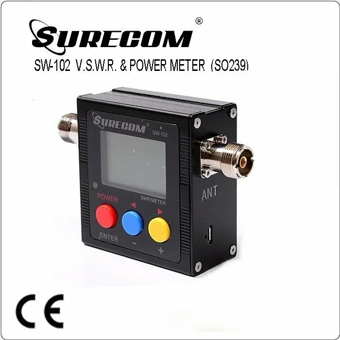 SURECOM SW-102 SO239 connector V.S.W.R. POWER METER w/build in Frequency counter - Image 1 of 4