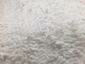 White Chenille Shaggy Bathroom Rug - Soft, Absorbent, & Non-Slip Shag Bath Mat - Picture 1 of 5