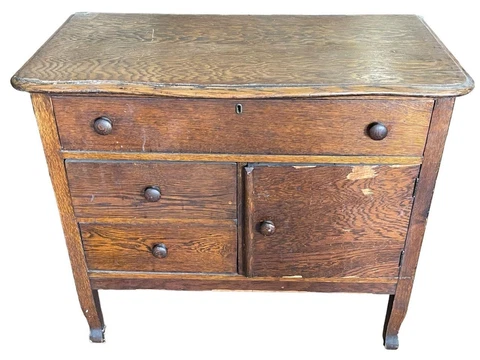 Antique Wood Buffet Server Sideboard Dry Sink Server Cover