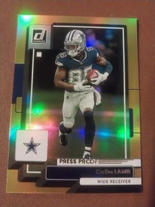 2022 CEEDEE LAMB PRESS PROOF GOLD NFL CARD #150 DALLAS COWBOYS OKLAHOMA SOONERS - Picture 1 of 2