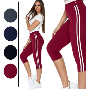 Damen Leggings 3/4 Leggins mit Streifen Sport Jogginghose Fitness Moraj 1100-016 - Bild 1 von 24