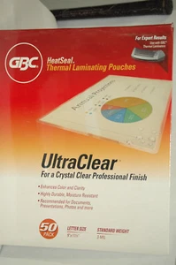 GBC 3745690 HeatSeal UltraClear Thermal Laminating Pouch 50 / Pack Clear - Picture 1 of 4