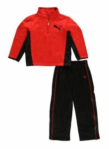Puma Infant Angle 1/4 Zip Up Sweatshirt Top and Pants Set - Red - Picture 1 of 4