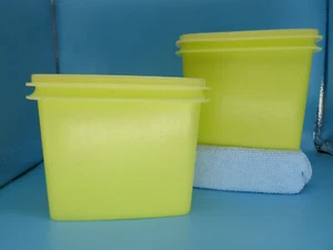 Set Of 2 Vintage Tupperware 1243 Yellow Shelf Saver Storage Containers With Lids - Imagen 1 de 12