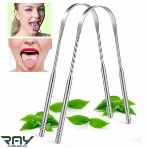 Paquete de 2 limpiador raspador de lengua acero inoxidable dental limpieza oral - Imagen 1 de 4