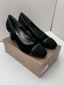 Ladies black suede stylish slip on high heel shoes office work party EU40 UK6.5 - Picture 1 of 8
