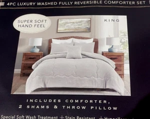 U.S. Polo Assn King Comforter Set OFF WHITE w/ Shams & Decorative Pillow NEW - Picture 1 of 6