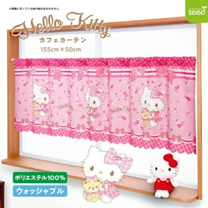 Preciosa cortina de café Sanrio Hello Kitty flor para ventanas pequeñas 155 x 50 cm - Imagen 1 de 12