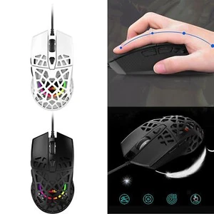 RGB Backlight Gaming Optical Mouse Wired Honeycomb Design 12400 DPI for Gamers, - Picture 1 of 8