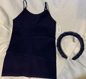 Brand New Kidpik Girls Blue Seamless Tank Top 10-16 & Matching Braided Headband - Picture 1 of 5
