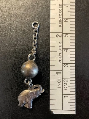 Georg Jensen Signed Sterling Silver Elephant & Ball Charm Keychain DK Vintage - Image 1 of 4