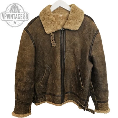 Aviator Bomber Jacket Black Sheepskin Shearling Leather Flight 100% Good Quality - Image 1 of 3
