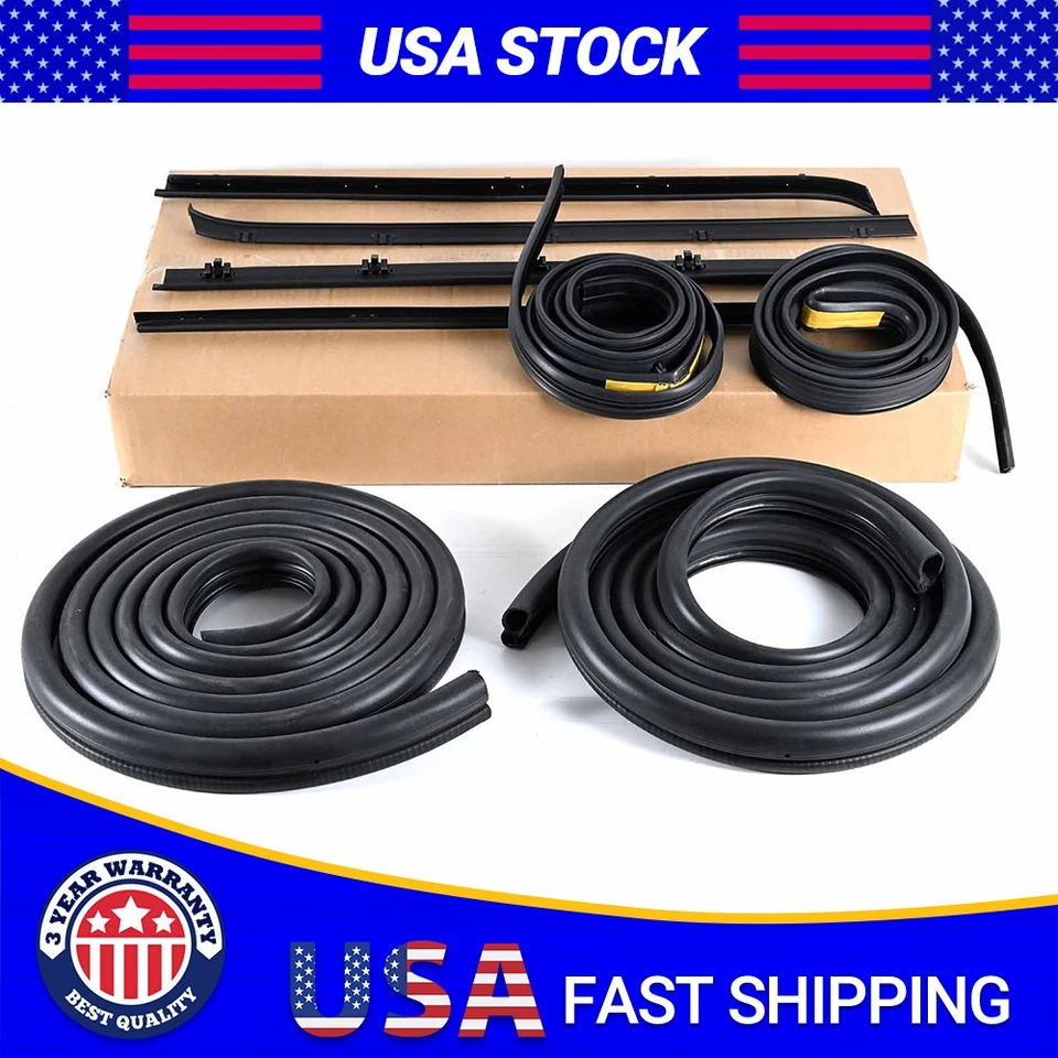 8 peças de vedação de porta janela canal de corrida varredura feltro borracha tira meteorológica para C1500 C2500 - Imagem 1 de 4