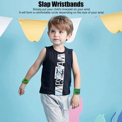 10 peças pulseira tapa desenho animado dinossauro padrão festa favores PVC macio tapa de pulso - Imagem 1 de 4