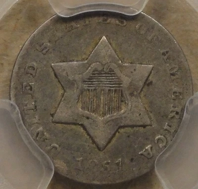 1851-O Three Cent Silver PCGS Certified VF25 as Pictured - Image 1 of 4