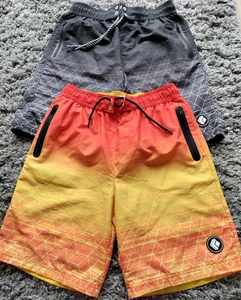 Next Boys Board Swim Shorts X 2 Pairs Orange And Black, Age 12 yrs VGC - Picture 1 of 8