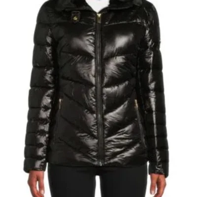 Jaqueta acolchoada feminina VIA SPIGA gola de pele sintética - Tamanho XL - Nova com etiquetas - Imagem 1 de 4