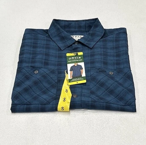 Orvis Men’s Short Sleeve Woven Tech Shirt Blue Size S