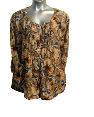 Blusa Grace Elements Mariposa Multi Ajustable Manga Botón Delantero Talla XXL NUEVA CON ETIQUETAS  Foto 1 de 4