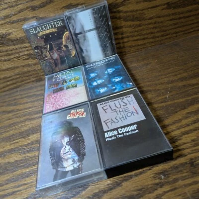 Hair Metal Band Tapes - Lot of 6 – Slaughter, Alice Cooper, Europe, Cinderella Foto 1 de 4