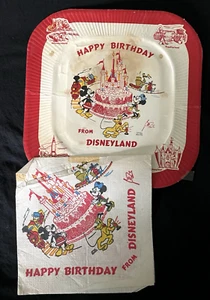 1956 Disneyland Happy Birthday Napikin and Paper Plate - Picture 1 of 5