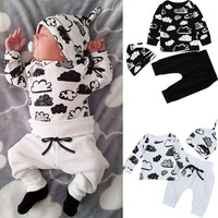 Newborn Infant Baby Girl Boy Cloud Print T Shirt Tops+Pants Outfits Clothes Set