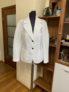ESCADA WHITE TEXTURED MESH FABRIC TEXTURED STYLISH BLAZER-SIZE 42 - Picture 1 of 12