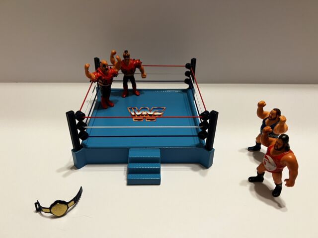 Miniatura de ringue de Luta Livre MMA Mini Ring com 4 Bonecos Miniatura da  WWE Championship