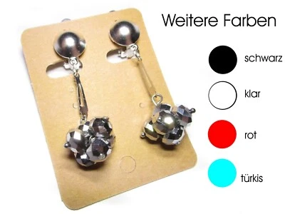 Ohrclips Clips Ohrringe Glas- Kristalle silberf | türkisf | rot | schwarz | klar - Bild 1 von 2