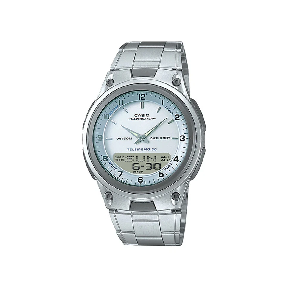 Uhr CASIO AW-80D-7A Edelstahl Anadigit Chrono Telememo Digital 50mt - Bild 1 von 1