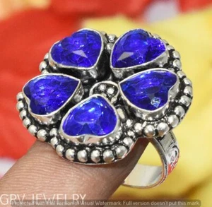 Tanzanite Quartz Gemstone Ring Heart Style Silver Overlay Us Size 9" U297-F121 - Picture 1 of 1