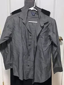 Boy's Chaps Gray Button Up Long Sleeve Dress Shirt Size M 10-12 - Picture 1 of 3