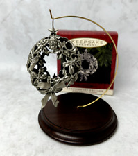 Hallmark Glowing Pewter Wreath Keepsake Ornament 20th Anniversary Edition 1993