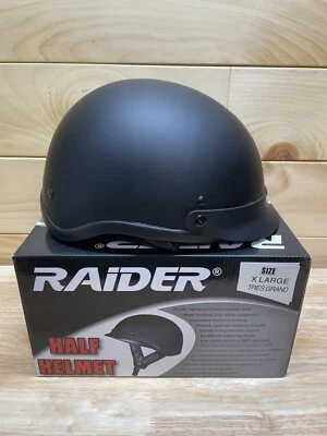  Raider 男女通用成人摩托车半头盔 XL 哑光黑色 — 第 1/4 张图片