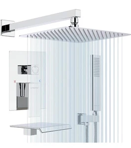 Chrom Duschsystem mit Wannenauslauf, 10 Zoll Wanne Duscharmatur - Bild 1 von 6