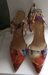 BNWT Atmosphere Ladies Floral Court Shoes Gold Heel Size 5